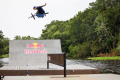 Broc Raiford performs a one-handed tabletop at Red Bull BMX On The Bayou in Jean Lafitte, Louisiana, USA on 17 June, 2026.