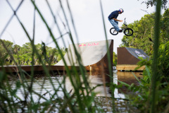 Broc Raiford performs an opposite barspin at Red Bull BMX On The Bayou in Jean Lafitte, Louisiana, USA on 18 June, 2026. 